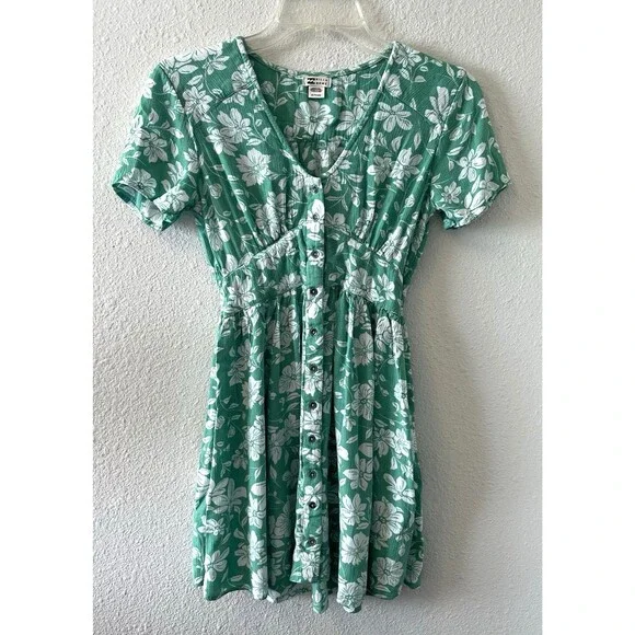 Billabong | Dresses | Billabong Womens Dress Size Xs Green Floral Mini Dress  Twist Around Beachy Boho | Poshmark